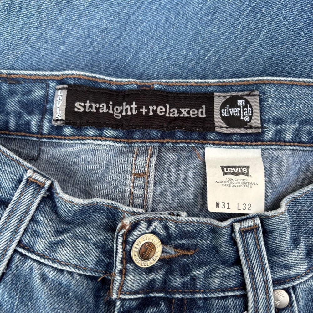 Levis Silvertab Straight Relaxed Medium Wash Baggy Vtg Jeans Men's Size 31x32 - Picture 3 of 3